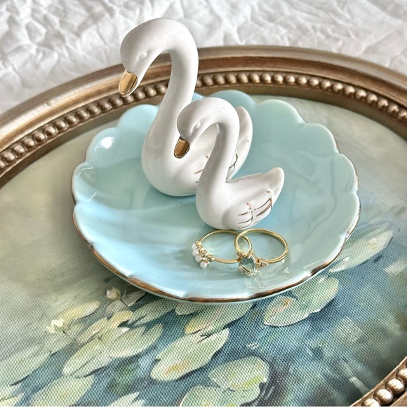Ceramic Swan Ring Holder Trinket Dish - Picture 1 of 10